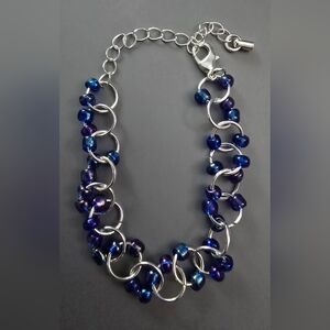 Hand Crafted Blue and Silver Bracelet